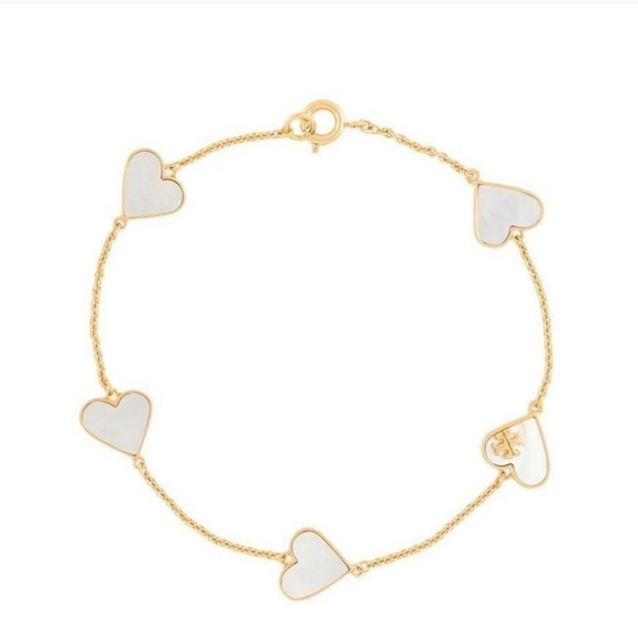 Tory Burch Jewelry Tory Burch Mother Of Pearl Heart Logo Bracelet